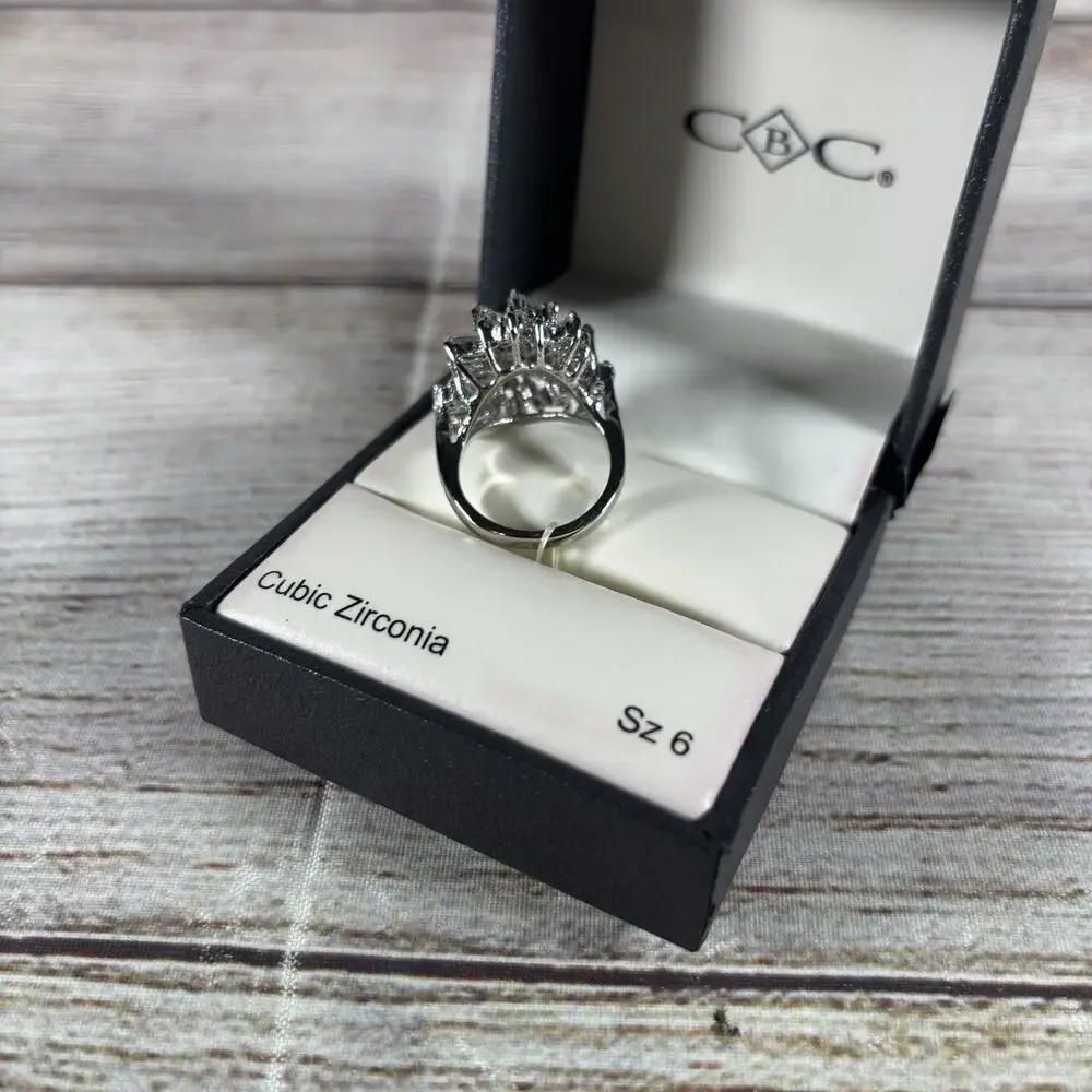 CBC Cubic Zirconia Brilliant Cut Fashion Ring Size 6 Floral Cluster Design